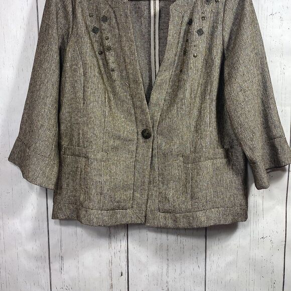 Coldwater Creek Metallic Tweed Embellished Jacket Classic Chic Office Timeless - Picture 9 of 16